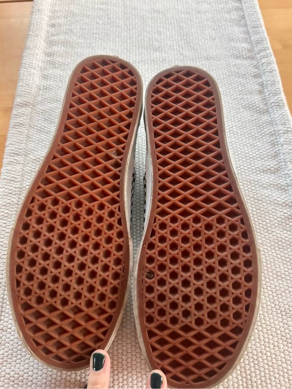 Vans Light Blue Slip-On Sneakers with Checkerboard Stripe - Picture 2 of 4